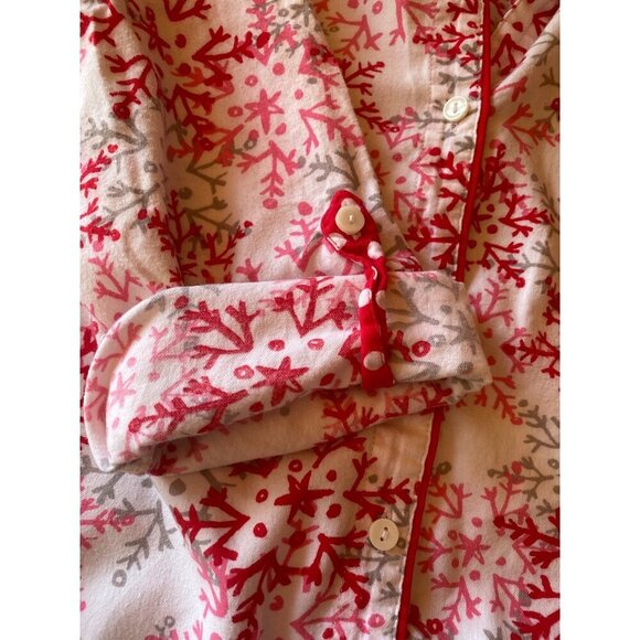 Victorias Secret White Red pink Flannel Snowflake Pajamas Size Small - Picture 8 of 8